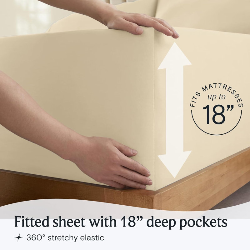 Ultra Soft Microfiber Sheet Set - 6 Pc Set - Wrinkle Resistant - Cooling Sheets With Deep Pockets, Beige