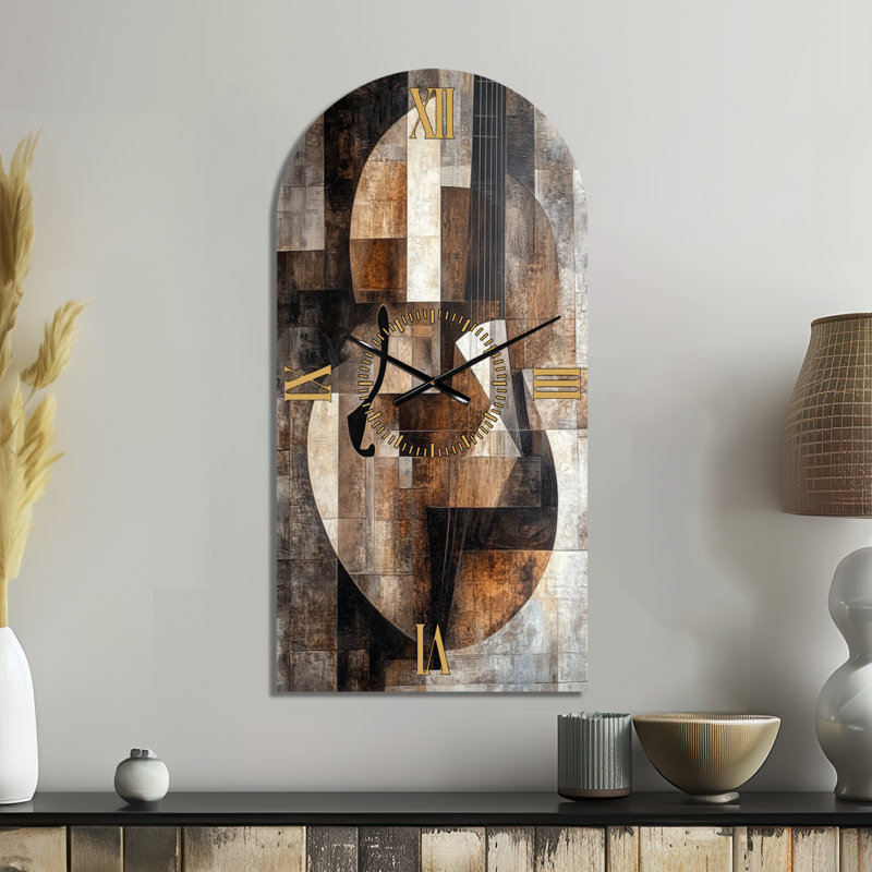 Mandoline dans Broken Planes II - Horloge murale abstraite en forme d'arche, H 39 po x l 19 po - Arche