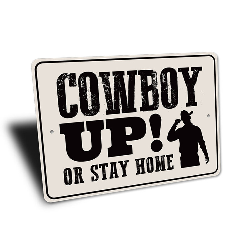 Enseigne de cow-boy en aluminium, H 10 po x l 14 po x P 0,04 po