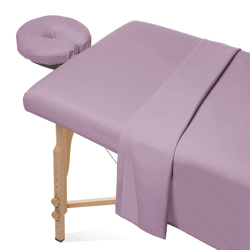 Ensemble de draps 3 pièces pour table de massage en microfibre, Mauve clair