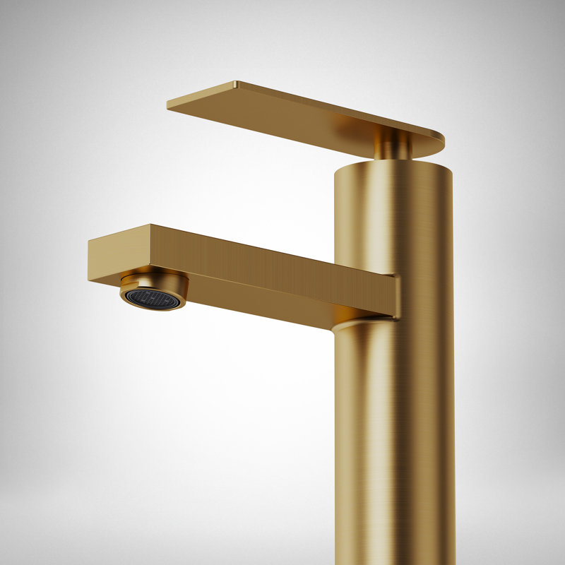 Robinet de salle de bain à un trou, robinet de salle de bain à poignée simple avec drain, Or brossé