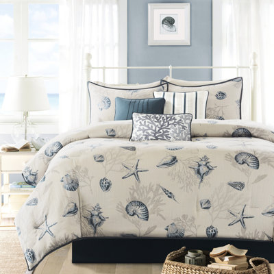 Édredon 7 pièces - bleu pour très grand coton avec imprimé décoratif