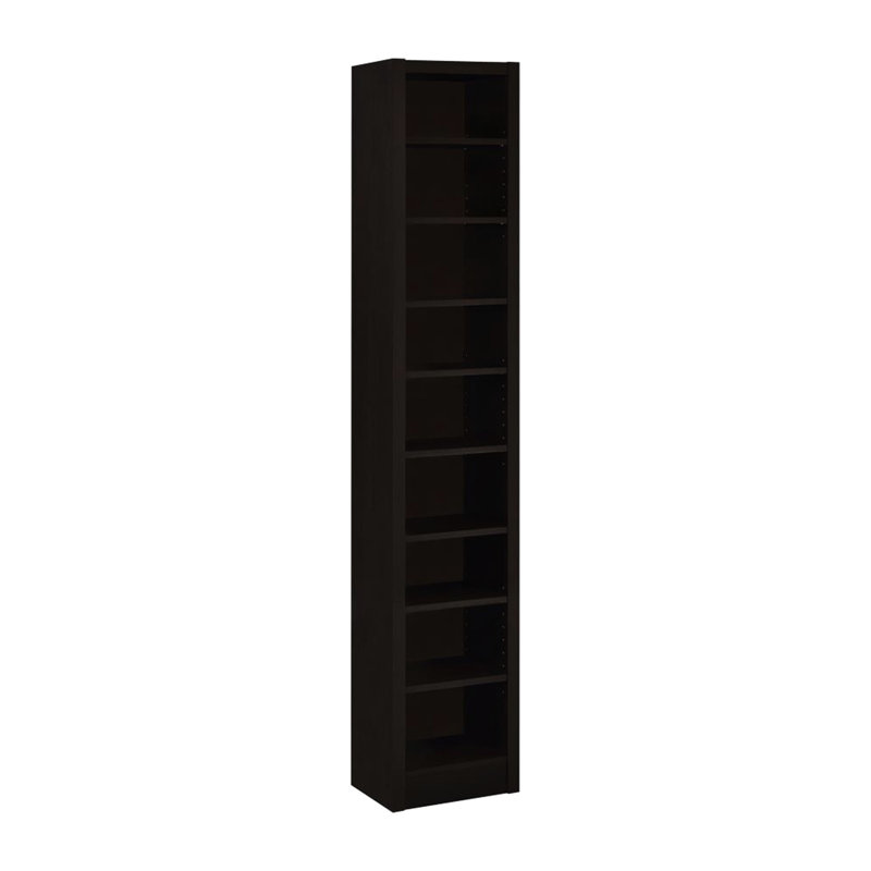 Bibliothèque rectangulaire à 8 tablettes Cappuccino avec un grand design vertical, deux tablettes fixes et six tablettes réglables pour un rangement polyvalent de souvenirs contemporains, 2 tablettes, finition, livres de rangement appropriés
