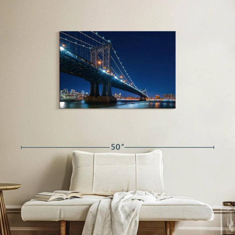 Lilie NYC Bridge At Night, H 24 po x l 36 po