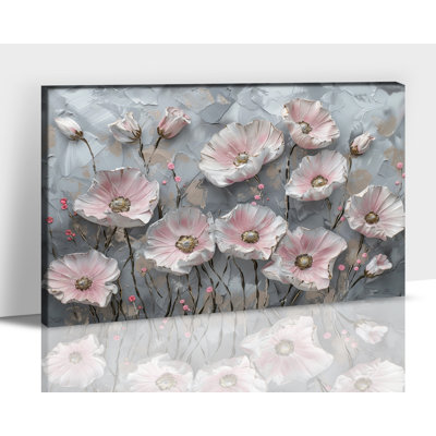 Rose pastel, art mural sur toile, fleurs botaniques, impressions sur toile abstraites, fleurs sauvages, art moderne de ferme moderne pour chambre à coucher, salon, salle de bain, décoration intérieure prête à être suspendue, 18 po x 24 po
