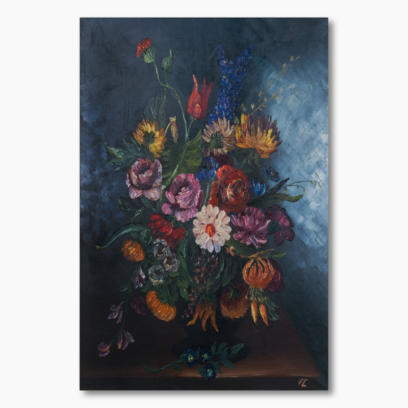 Bouquet de fleurs printanières en fleurs, H 20 po x l 12 po x P 1 po, Toile tendue