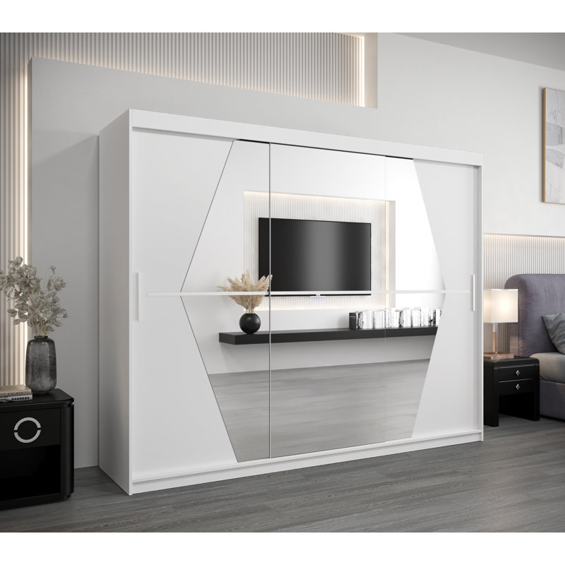 Akeesha 3 Door Manufactured Wood Wardrobe, White Matt