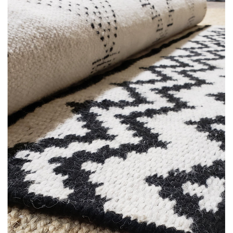 Tapis tissé à la main Dhurrie, Rectangle 7 pi 6 po x 9 pi 6 po