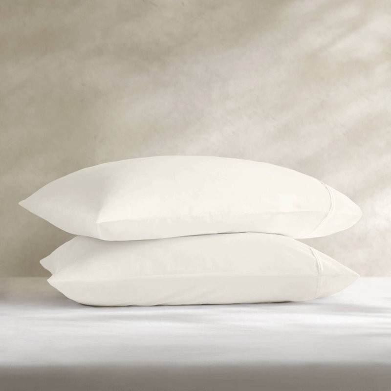 2-Piece King Sateen Cotton Pillowcase Set, Ivory