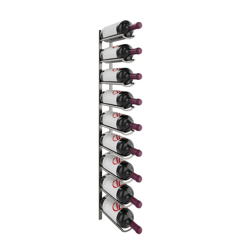 9 Bottle Wall Mounted Wine Bottle Rack, Gunmetal