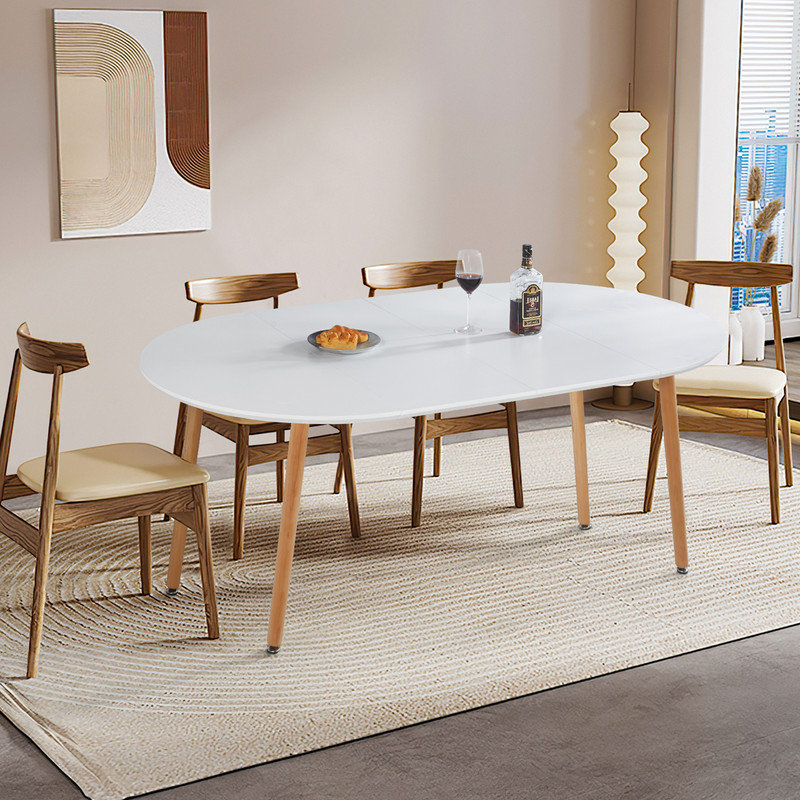 Table de salle à manger extensible, Brun, Blanc