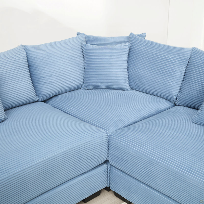 Canapé modulaire surdimensionné de 92 po Cloud, H 34,2 po x l 92 po x P 33,8 po, 2, Bleu