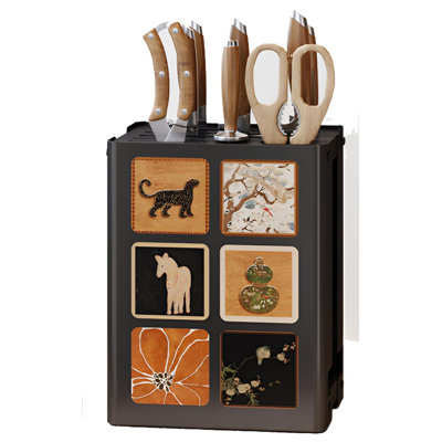 Exquisite Kitchen Companion - Black Carbon Steel Anti Rust Stable Tabletop Drain Knife Holder