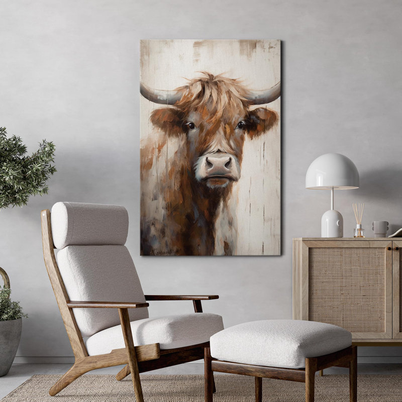 Panneau rétro effet bois de vache de ferme, Toile tendue, H 36 po x l 24 po