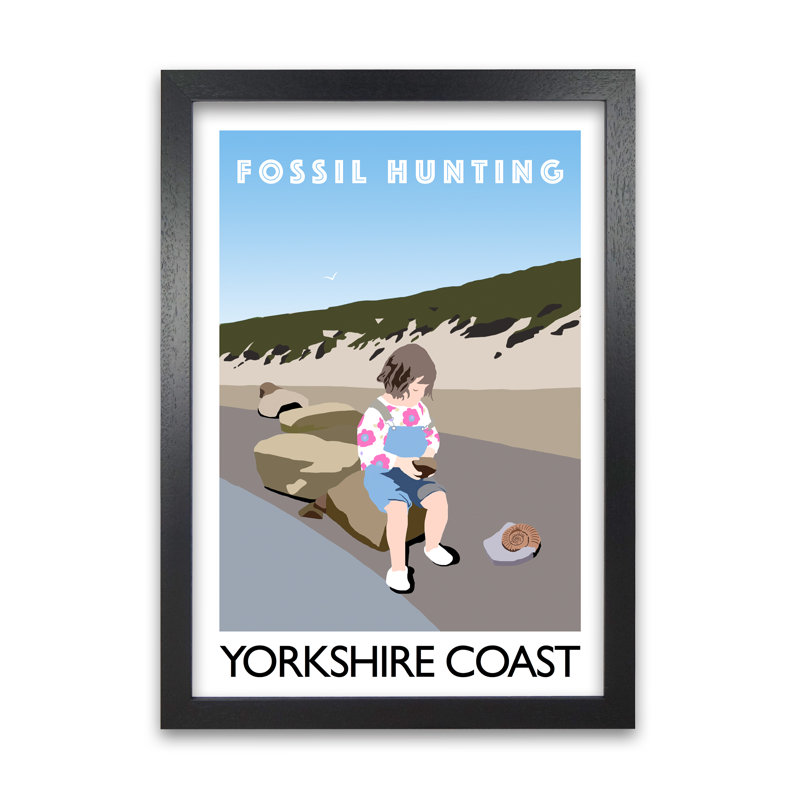 Fossil Hunting Yorkshire Coast 1 Piece Single Picture Frame Wall Art, 42 cm H x 29.7 cm W x 3 cm D, Black