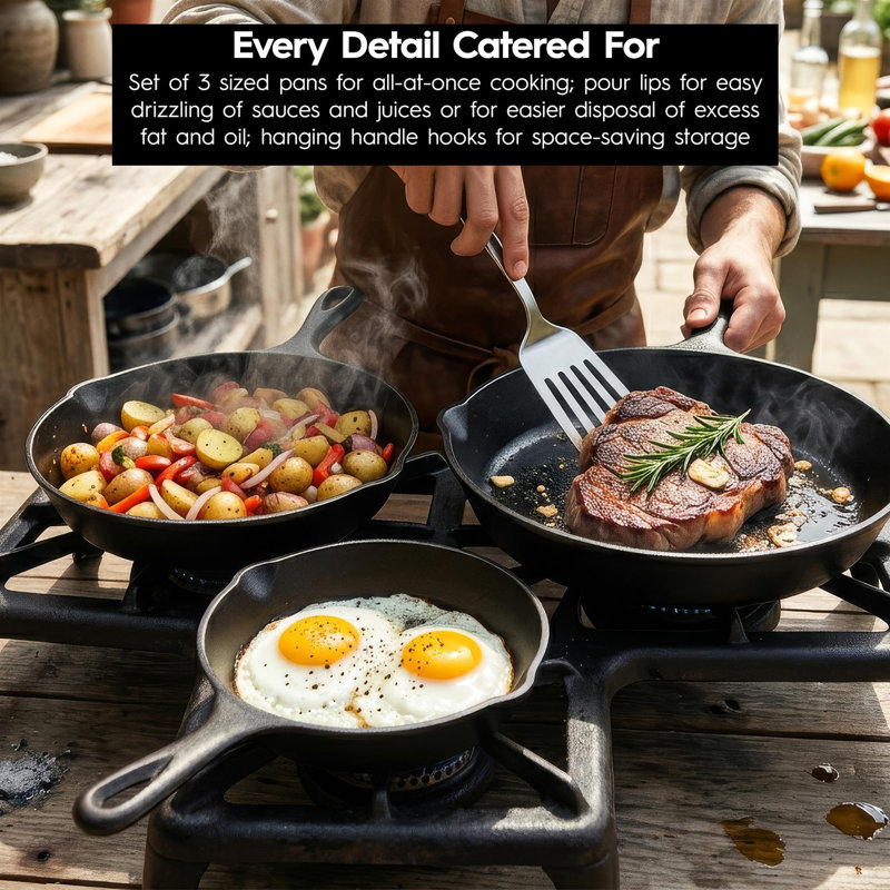 BobbyQ - Cast Iron Frying Pans - 6" / 8" / 10"