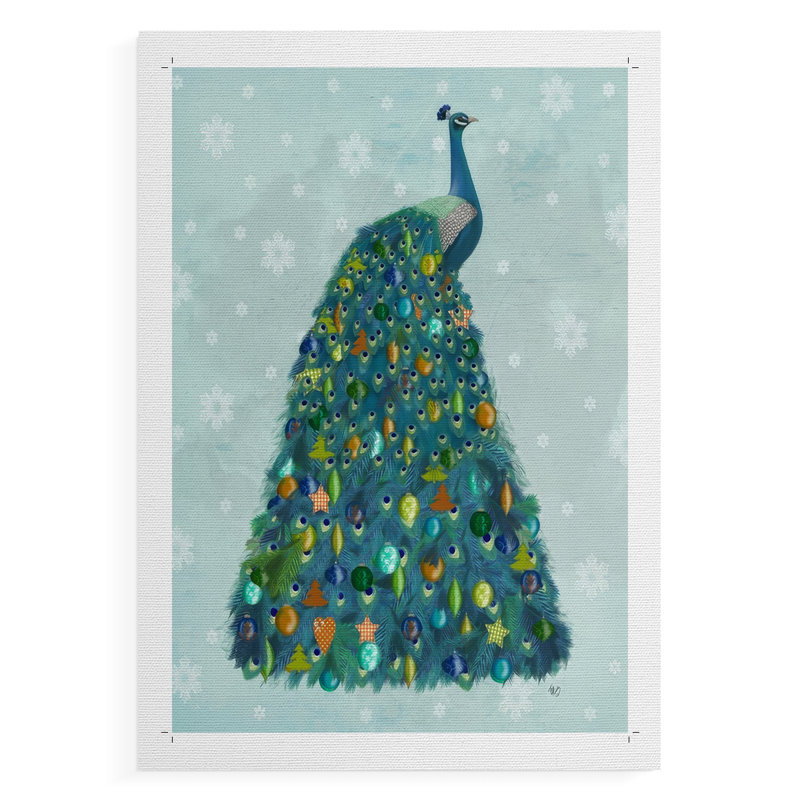Arbre de Noël Christmas Peacock - impression sur toile seulement - NON CADRE