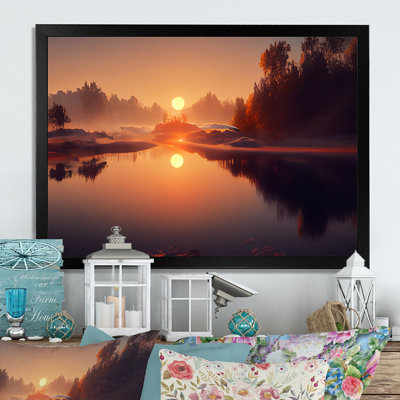 «Darlene Morning Fog over the Lake Sunset VI», reproduction sur toile