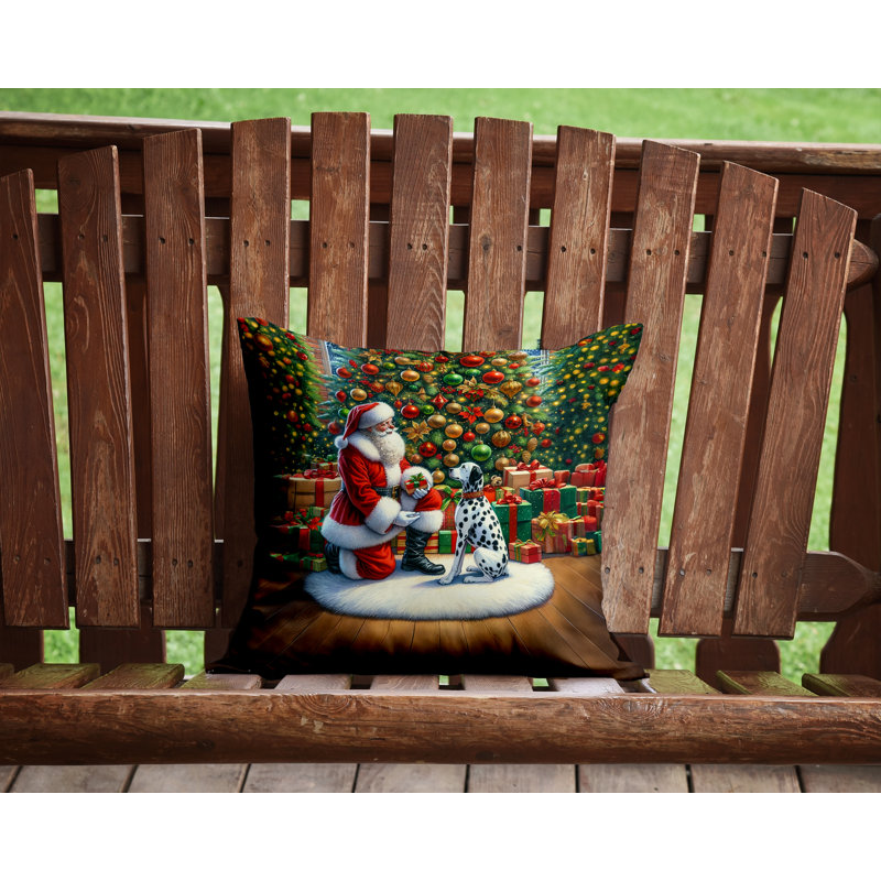 Coussin décoratif Dalmatien et Père Noël, H 14 po x l 14 po