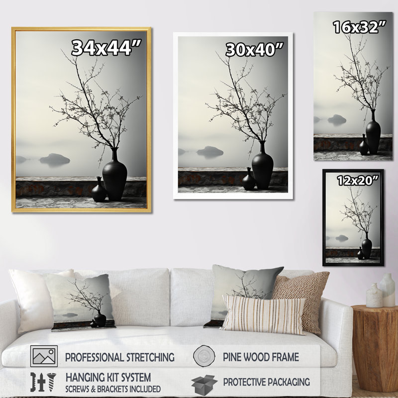 Minimalisme Winters Window Oasis I - impression d'art sur toile Minimalisme, Cadre photo noir simple
