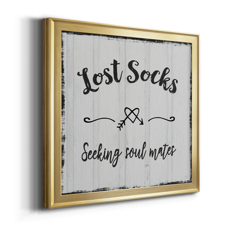«Lost Socks», art textuel sur toile, Cadre doré, H 30,5 po x l 30,5 po x P 1,5 po