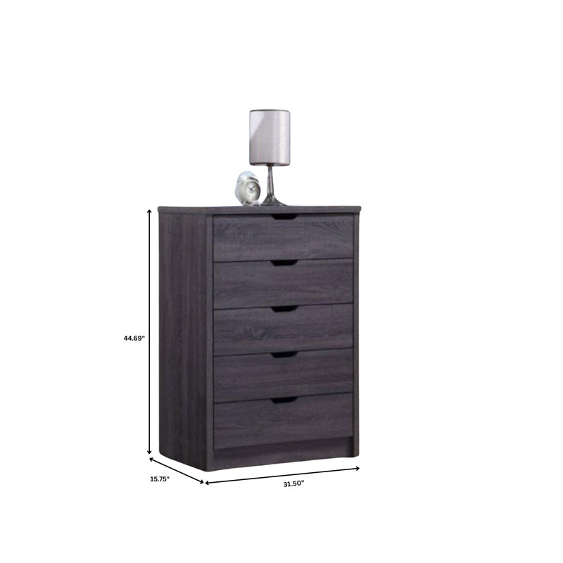 Commode 5 tiroirs au fini chêne Tallisa