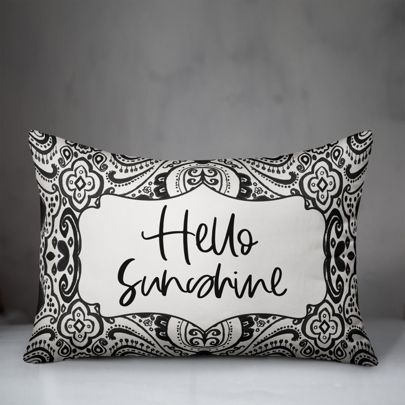 Paisley Outdoor Reversible Throw Pillow, Black