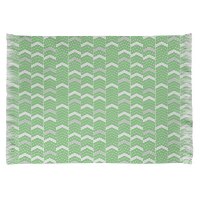 Tapis vert à motif de rayures à chevrons
