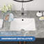 Lavabo de salle de bain encastré avec vasque rectangulaire encastrée en porcelaine blanche pour meuble-lavabo, facile à nettoyer et à installer, avec pinces de fixation