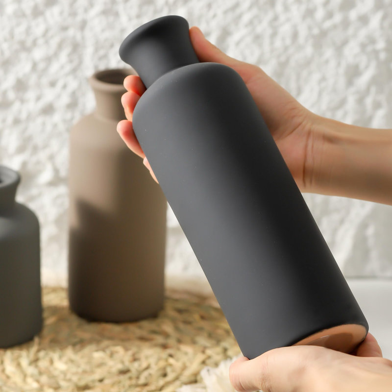 Ceramic vase set of 3, Black/Brown/Gray