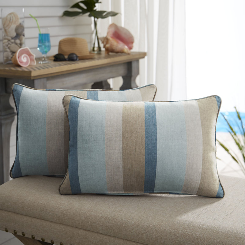 Striped Outdoor Reversible Throw Pillow, 13"H x 20"W