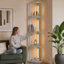 HOMCOM Corner Floor Lamp with Warm White LED Light, Oak-71771750