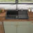 Quartz 33"L x 22"W Drop In Granite Composite Kitchen Sink Single Bowl Kitchen Sink with Two Faucet Holes-112448287