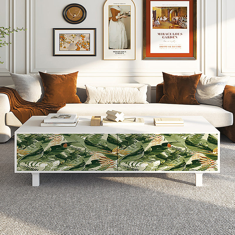 Table basse avec rangement peint français rétro, Blanc