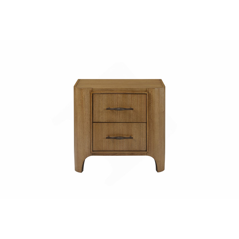 Table de chevet 2 tiroirs, H 26 po x l 28 po x P 18,5 po, Tanné, Tan, Tanné