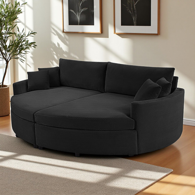 Double chaise longue surdimensionnée avec ports USB, Noir