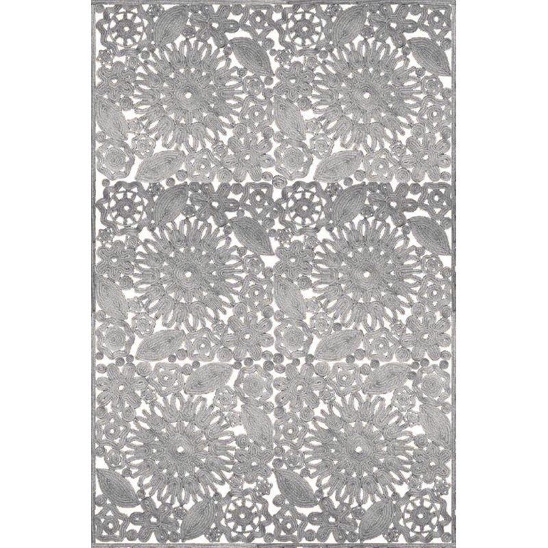 Tapis gris en laine tissé à la main Laurent, Rectangle 2 pi x 3 pi