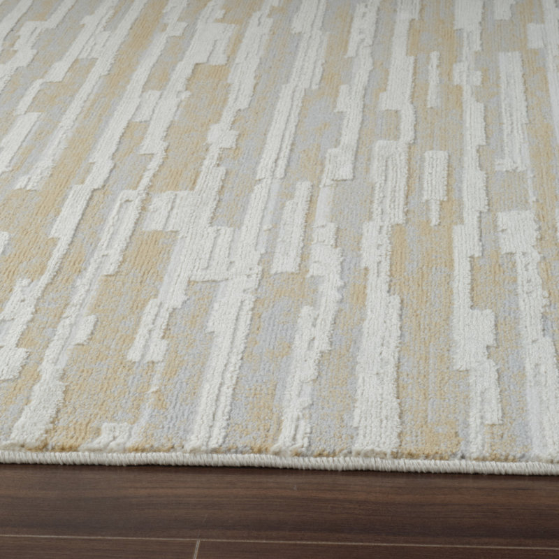 Tapis abstrait beige et brun 8 pi x 11 pi