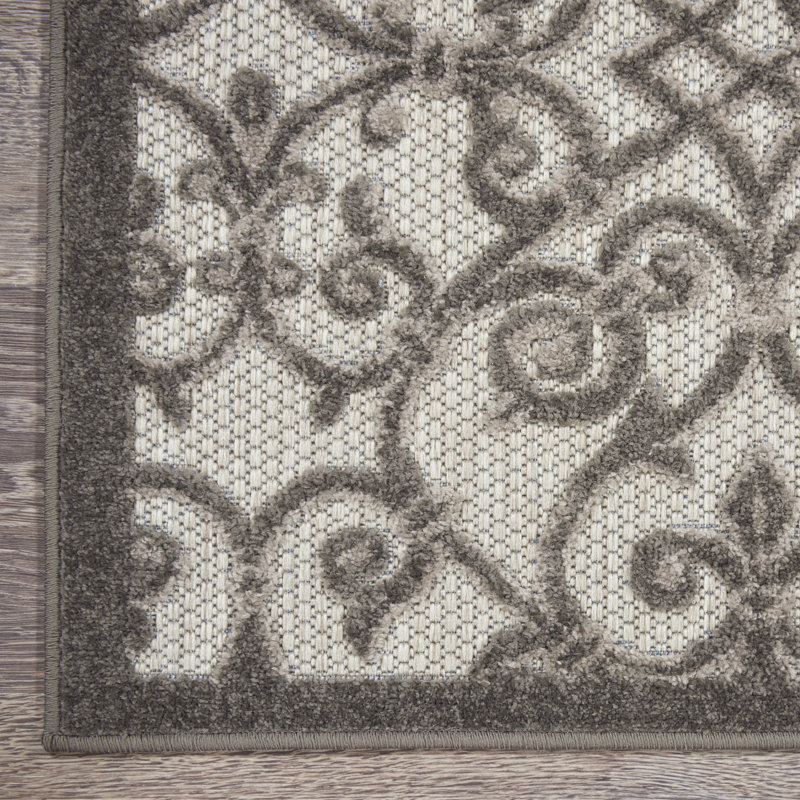 Tapis intérieur / extérieur gris Steinsel, Rectangle 9 pi 6 po x 13 pi
