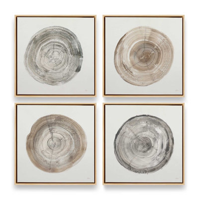 Ensemble de 4 impressions sur toile dans un cadre en érable Rings of Time, 16 po x 16 po