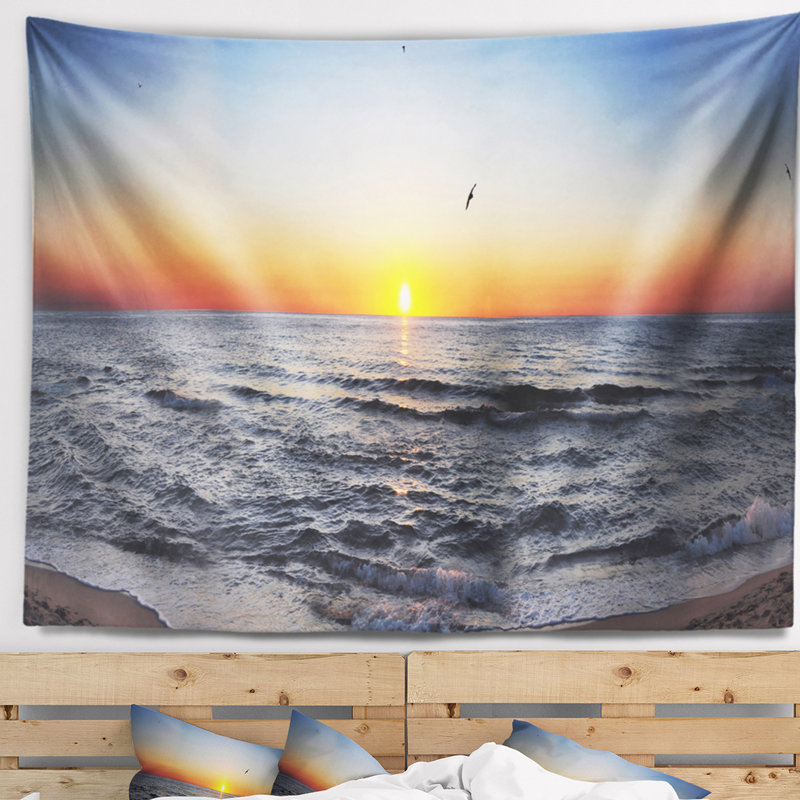 Photographie sunrise at sea panorama tapisserie, H 50 po x l 60 po