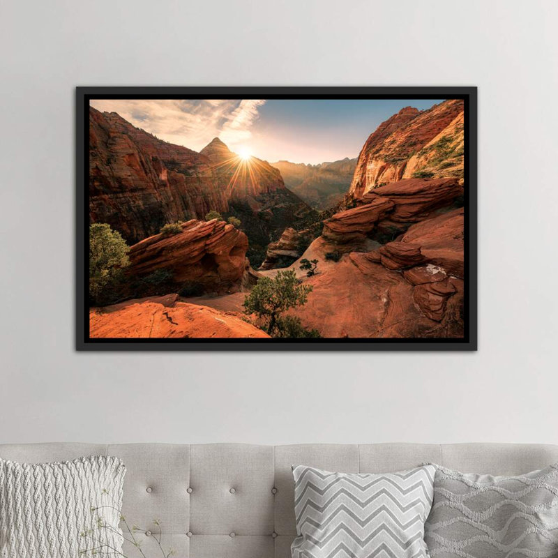 Zion par Stefan Hefele - reproduction de photo, Toile encadrée noir délavé, H 26 po x l 40 po x 1,5 po
