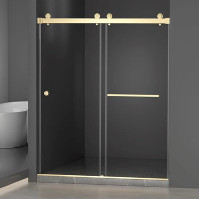Elegant Frameless Double Sliding Shower & Tub Doors, Brushed Gold Finish, 72" Height, Modern Style