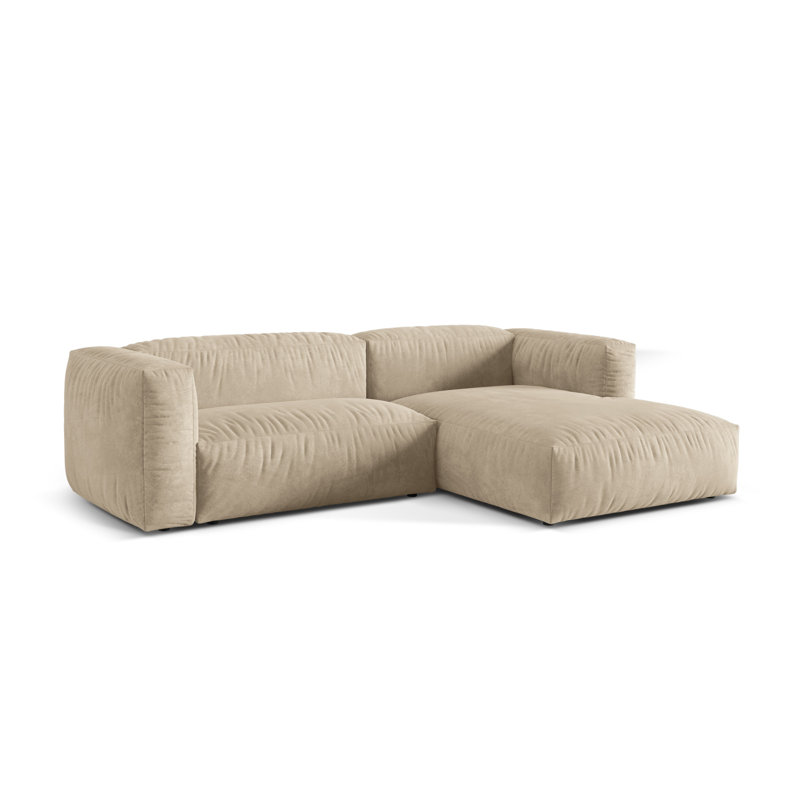 Bedar 2 Seater Velvet Corner Sofa , Light Beige