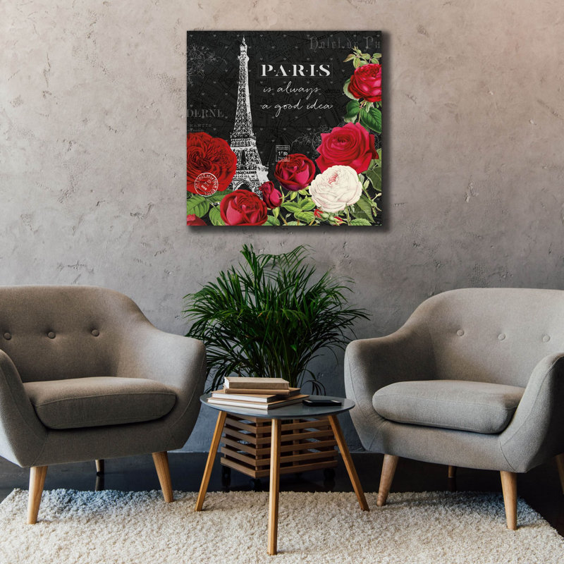 "Epic Graffiti" Rouge Paris 2 Black "par Katie pertiet, art mural sur toile, H 37 po x l 37 po x P 1,5 po