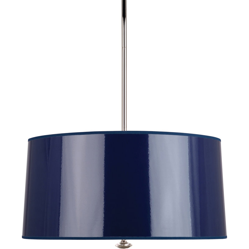 Lustre cylindrique unique à 3 lumières Penelope, Parchemin bleu marine céramique