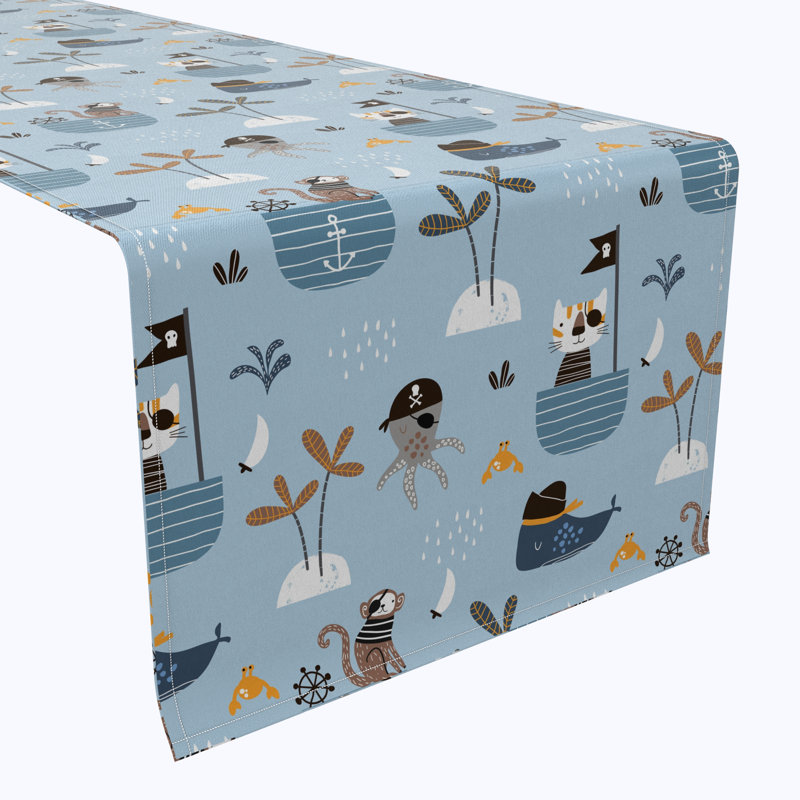 Table Runner, 100% Cotton, 16X108", Pirate Design, 108" L x 16" W