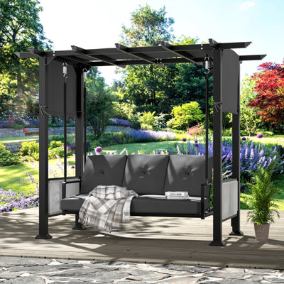 Outdoor Metal Patio Swing With Cushion