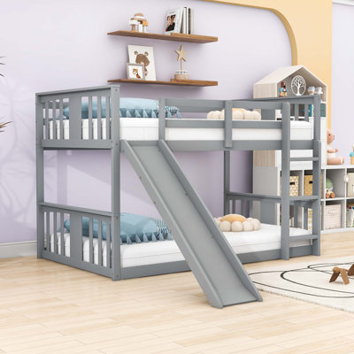 Ethyleen Twin Over Twin Wood Bunk Bed with Slide by Harriet Bee