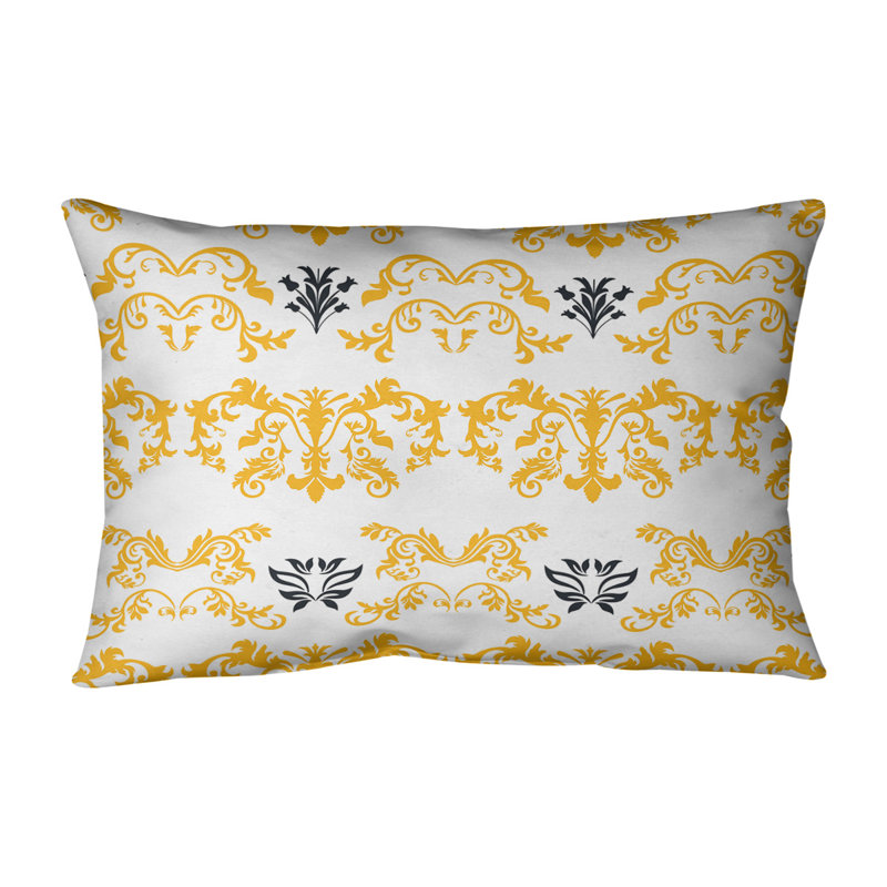 Housse de coussin Football Baroque, Doré / blanc / noir, Croisé en coton